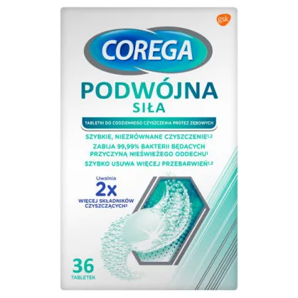 Corega Tabs Podwójna siła, tabletki do czyszczenia protez zębowych, 36 tabletek