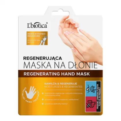 L'Biotica Home Spa, maska regenerująca na dłonie, nasączone rękawiczki, 26g