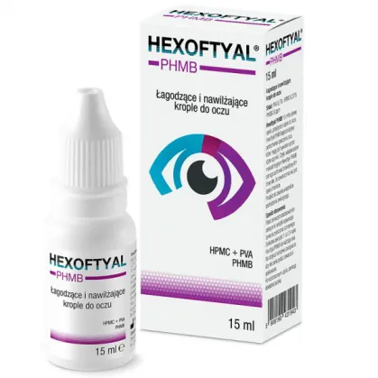 Hexoftyal, łagodzące i nawilżające krople do oczu, 15ml