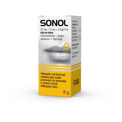 Sonol (21 mg + 21 mg + 2 mg)/ ml, płyn na opryszczkę, 8 g