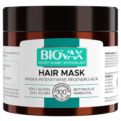 Biovax, maska intensywnie regenerująca, włosy słabe i wypadające, 250 ml