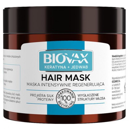 Biovax, maska intensywnie regenerująca, keratyna i jedwab, 250 ml