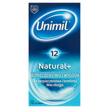Unimil Natural+, prezerwatywy klasyczne, 12 sztuk
