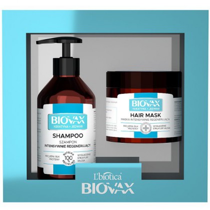 Biovax kreatyna & jedwab, zestaw szampon+maska
