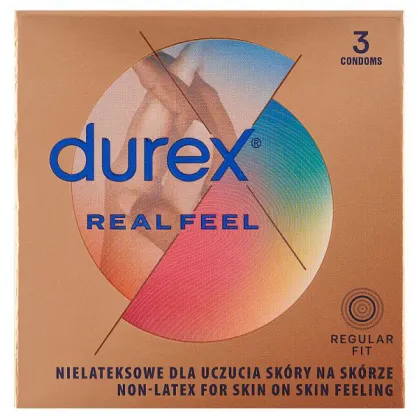 Durex Real Feel, prezerwatywy nielateksowe gładkie, 3 sztuki