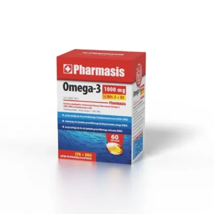 Pharmasis, Omega 3, 1000 mg + Wit. E + D3, 60 kapsułek