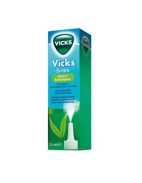 Vicks Sinex, Aloes i Eukaliptus, aerozol do nosa, 15 ml