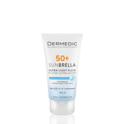 Dermedic Sunbrella, ultralekki krem ochronny do twarzy, skóra nadreaktywna i naczynkowa, SPF 50+, 40 ml