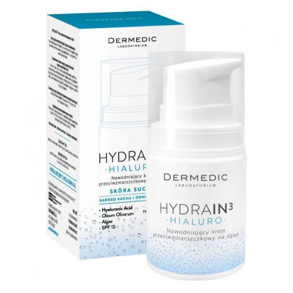 DERMEDIC Hydrain 3 Hialuro, krem przeciwzmarszczkowy na dzień do skóry suchej, 55g