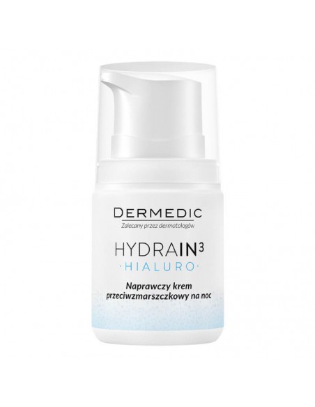 DERMEDIC Hydrain 3 Hialuro, krem przeciwzmarszczkowy na noc do skóry suchej, 55g