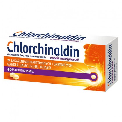 Chlorchinaldin 2mg, smak czarnej porzeczki, 40 tabletek do ssania
