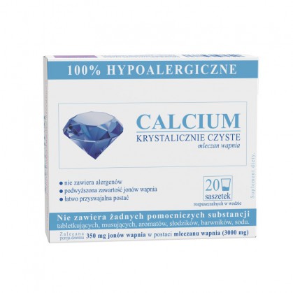 Calcium Krystalicznie Czyste, 100% Hypoalergiczne, saszetki, 20 szt.