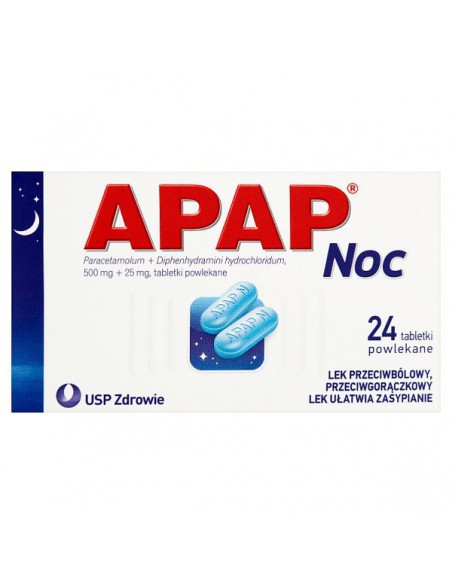Apap Noc 500mg + 25 mg, 24 tabletki powlekane